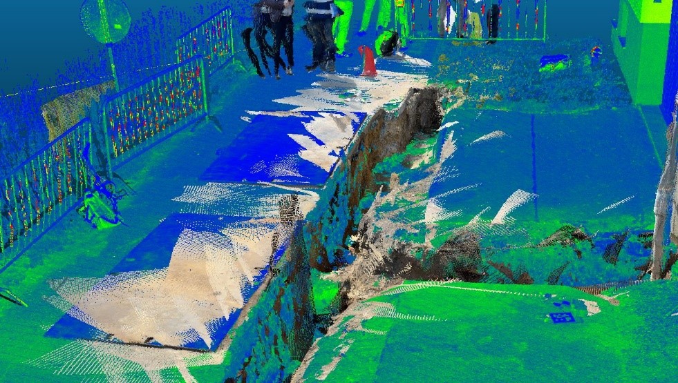 Colourful 3D reconstruction of an excavation on a construction site