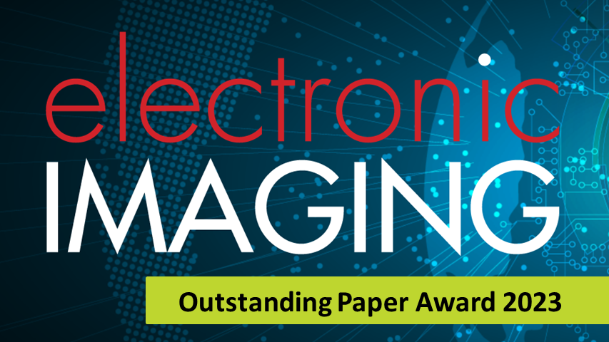 Electronic Imaging Symposium logo and a text bar with a green background that says Outstanding Paper Award 2023.