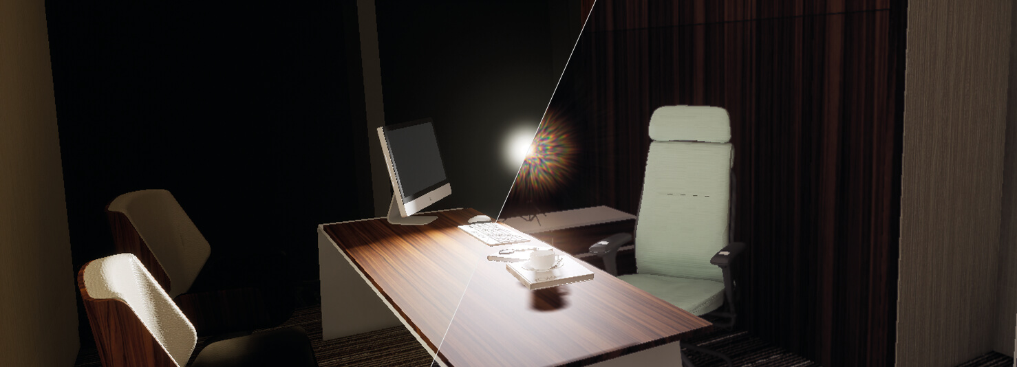 Licht in VR anhand einer Schreibtischszene