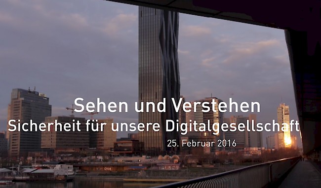 Das Teaserbild für das "Sehen und Verstehen 2016" Event zeigt den Arestower und das Techgate Wien.