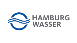 Logo von Hamburg Wasser, Kreis mit zwei Wellen darin