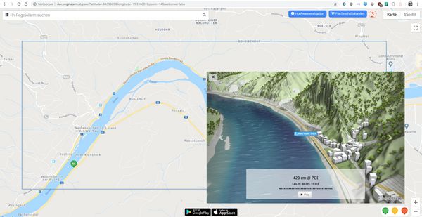 Example page from Google Maps, where a detailed and user-defined water level forecast can be displayed.