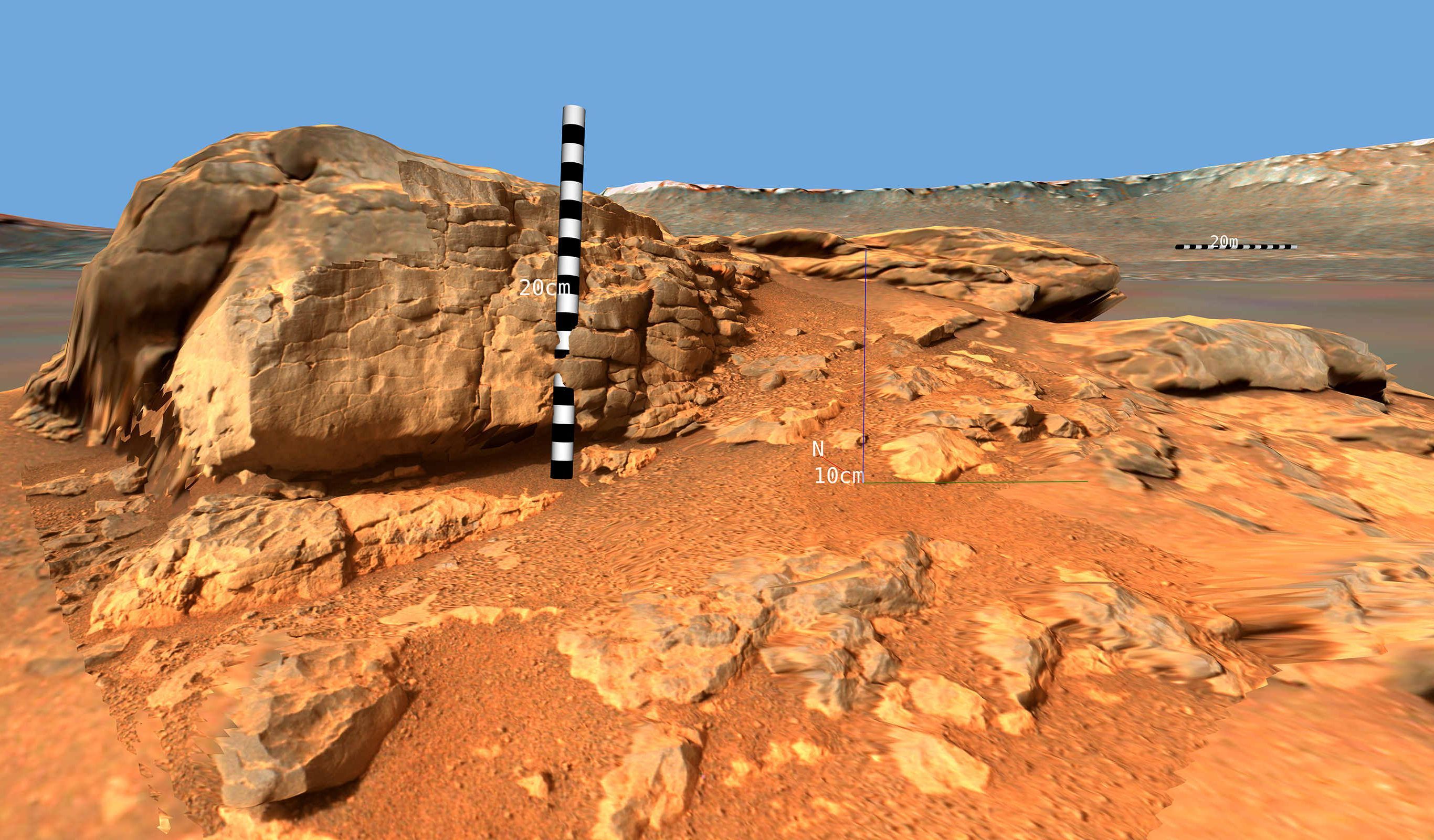 3D-Rekonstruktion der Marsoberfläche mit einem Maßstabs-Lineal