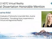 Slide with a picture of a researcher and information about the IEEE VR 2022 Best Dissertation Award. 