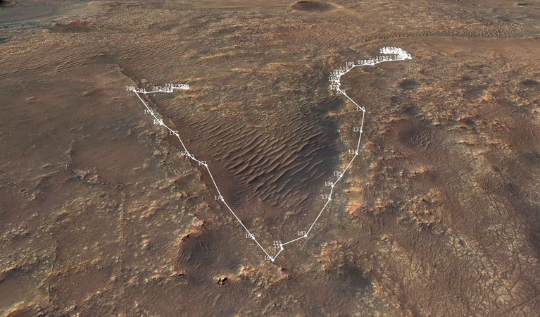Screenshot of a 3D landscape of Mars