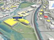 Screenshot aus der Simulationssoftware-Visdom, auf der man Maßnahmenplanungsmöglichkeiten gegen Hochwasser sieht. 