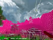 Screenshot eines Computerspiels, dominant ist der pinke Nebel