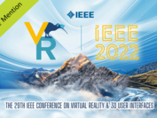 Logo der IEEE VR-Konferenz 2022 mit einem grünen Balken mit der Aufschrift Honorable Mention.
