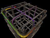 Visualization of a reinforcement cage, individual bars are colored.