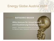 Unter dem Titel "Energy Globe Austria" und dem österreichischen Wappen steht in der Kategorie Wasser das VRVis als Sieger.