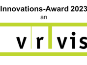 Schriftzug Innovations-Award 2023 und VRVis-Logo