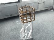 Visualization of a rebar cage in an office space.