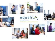 Pictures of women at the VRVis with the equalitA logo in the middle