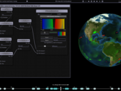 Schwarze Benutzeroberfläche mit vielen Bildern und Graphen zum Thema Weltraumwetter