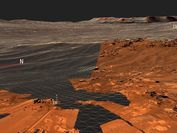 Visualization of the Martian surface with geological annotations.