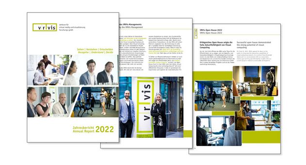 3 pages of the VRVis annual report 2022