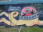 Colorful graffiti at Vienna´s Donaukanal